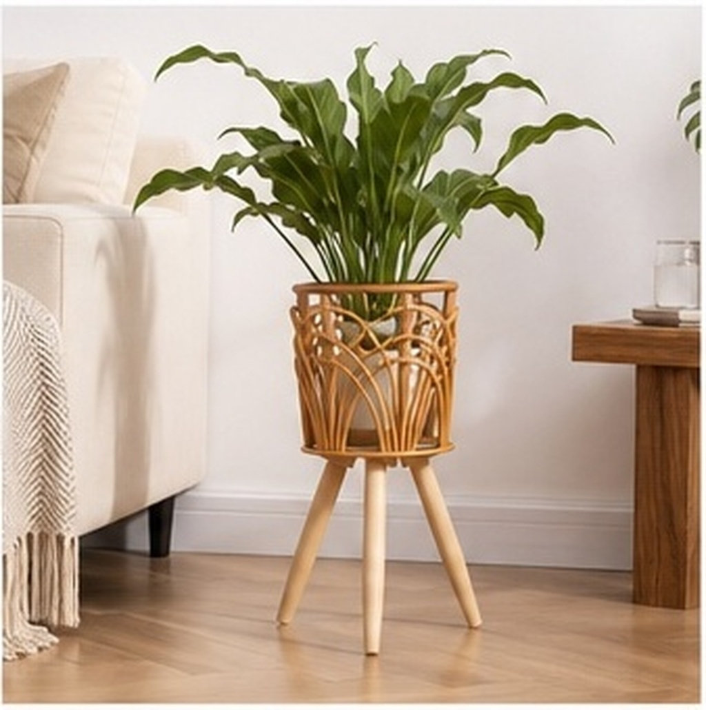 Rattan Plant Basket - Cesto de plantas em madeira e