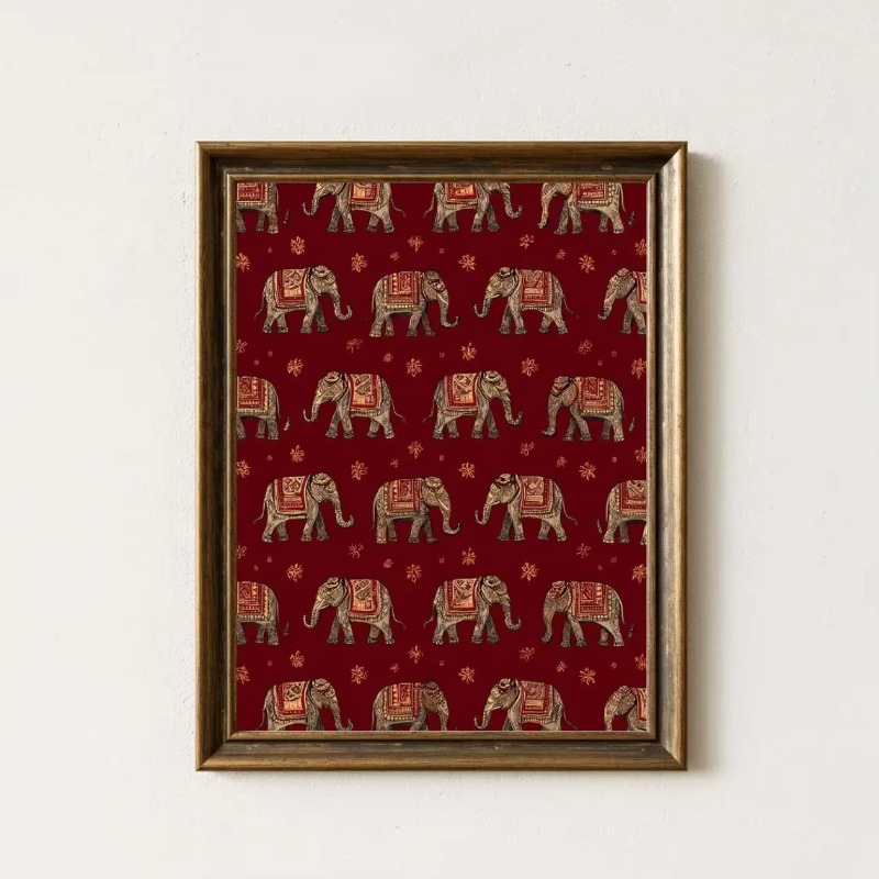 Home Decor Indonesia - Estampa de Elefante Indiano, Arte de