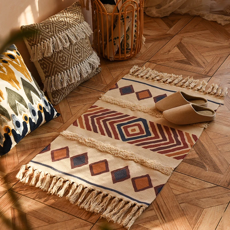 Linen Table Runner - Tapete de linho com franjas, tecido