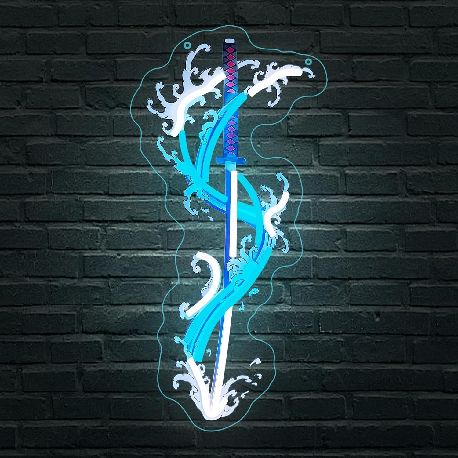 Home Decor Theme - Letreiro Neon Katana Japonês com Luzes