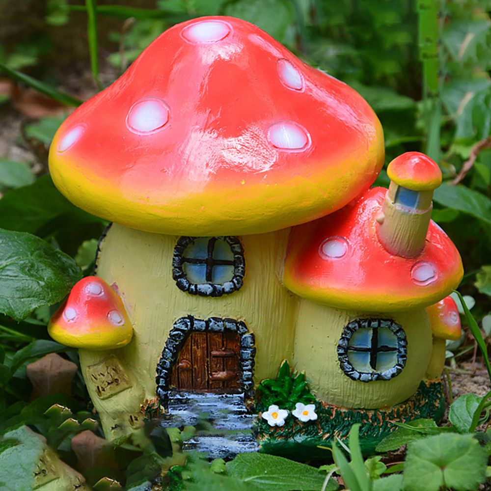 Home Decor Za - Casa de cogumelo em miniatura resina
