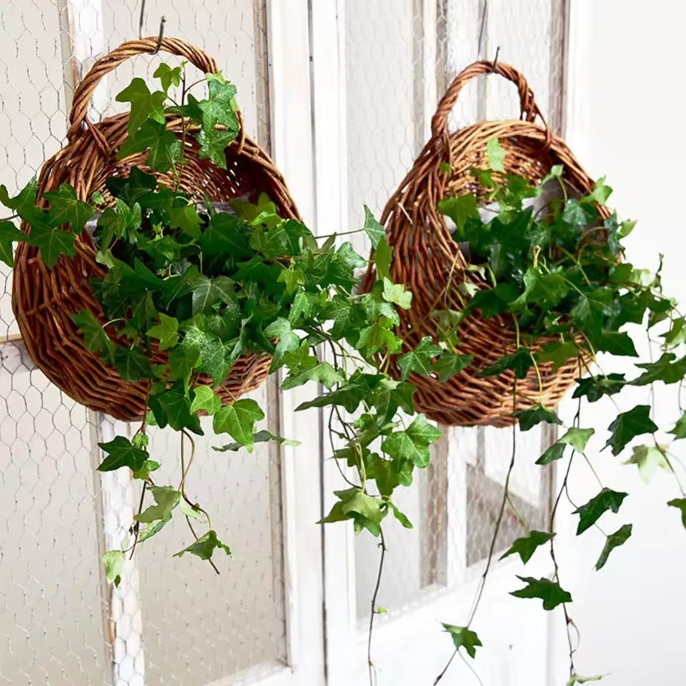 Rattan Plant Basket - Plantador de flores de vime feito