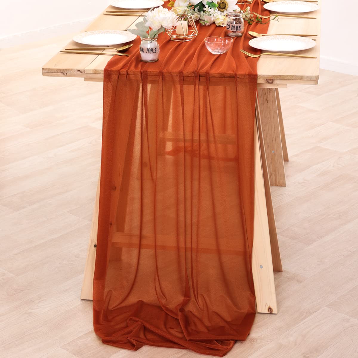 Corredor de mesa de chiffon, t - Linen Table Runner avaliação e preço