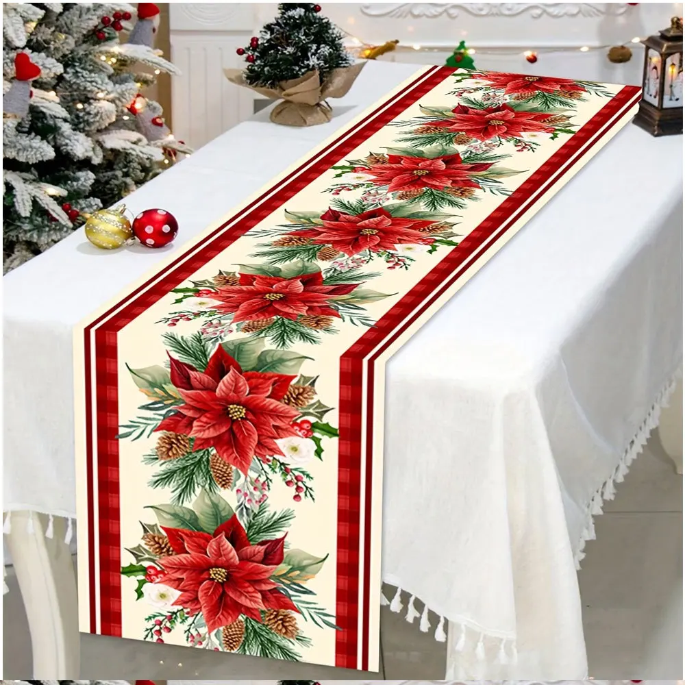 Caminho de mesa de Natal, fita - Linen Table Runner avaliação e preço